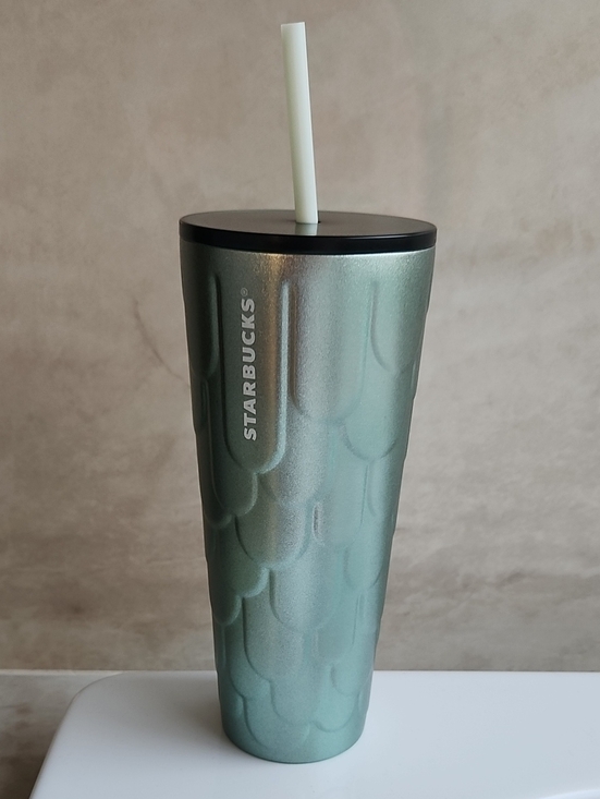 Starbucks Other - Starbucks Green Merallic Embossed Metal Tumbler